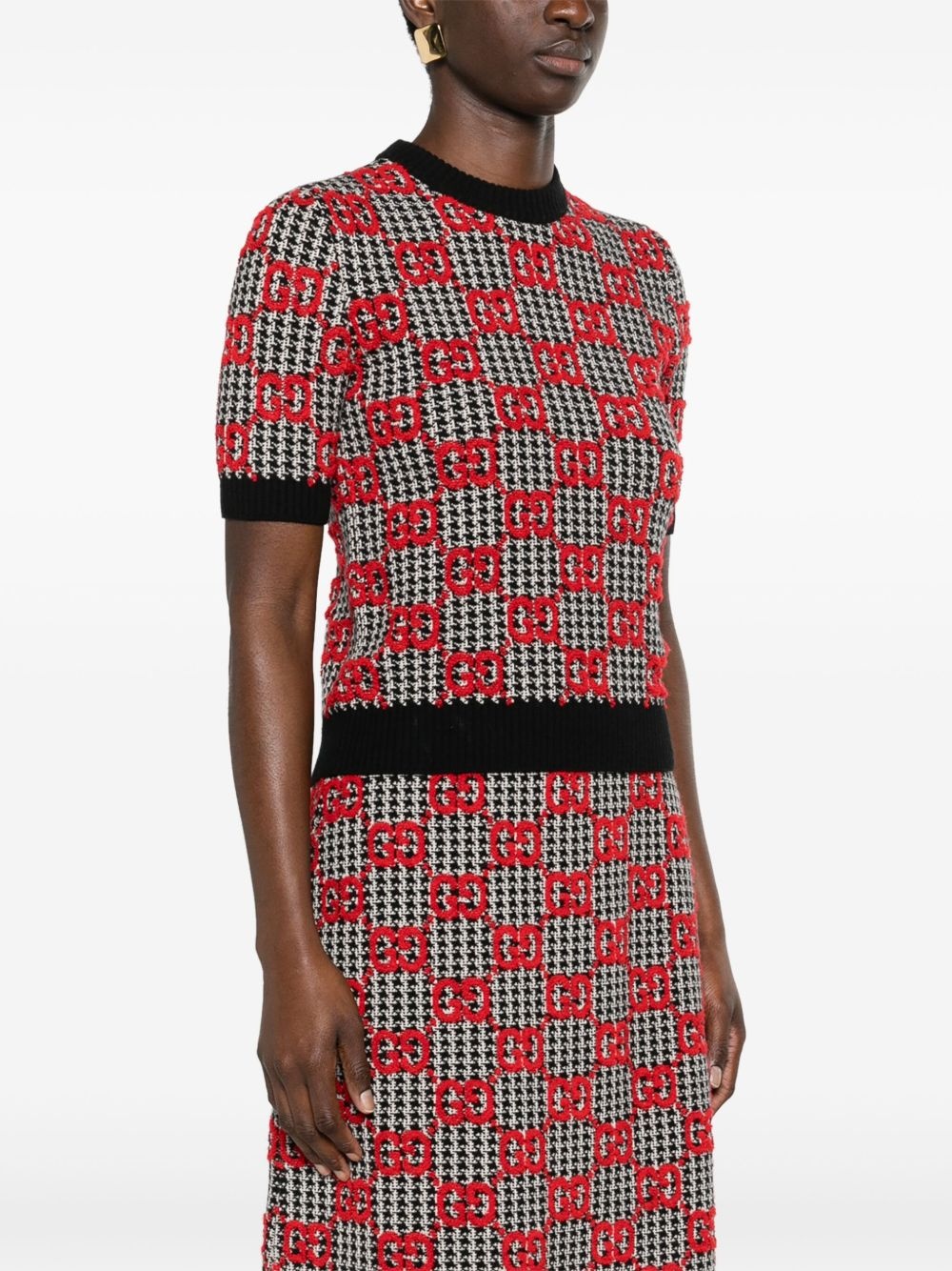 GG-jacquard knitted wool top - 3