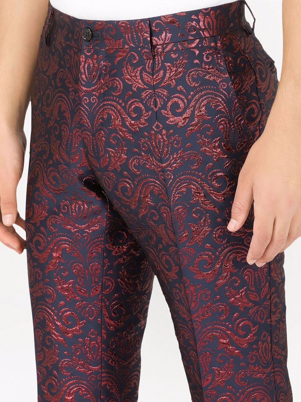 patterned jacquard tailored trousers - 5