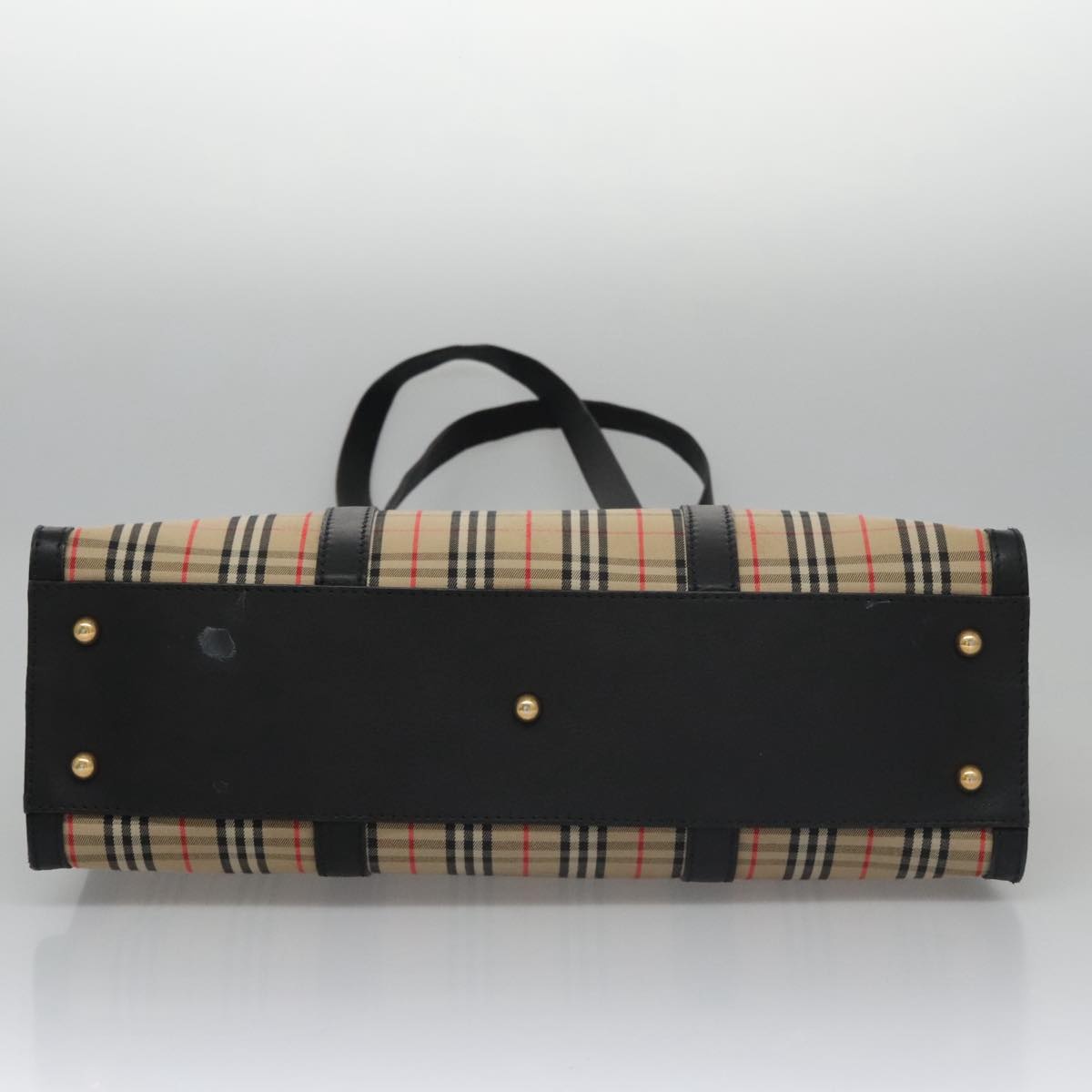 Burberry Nova Check Tote Bag Canvas Leather Beige Black Gold - 9