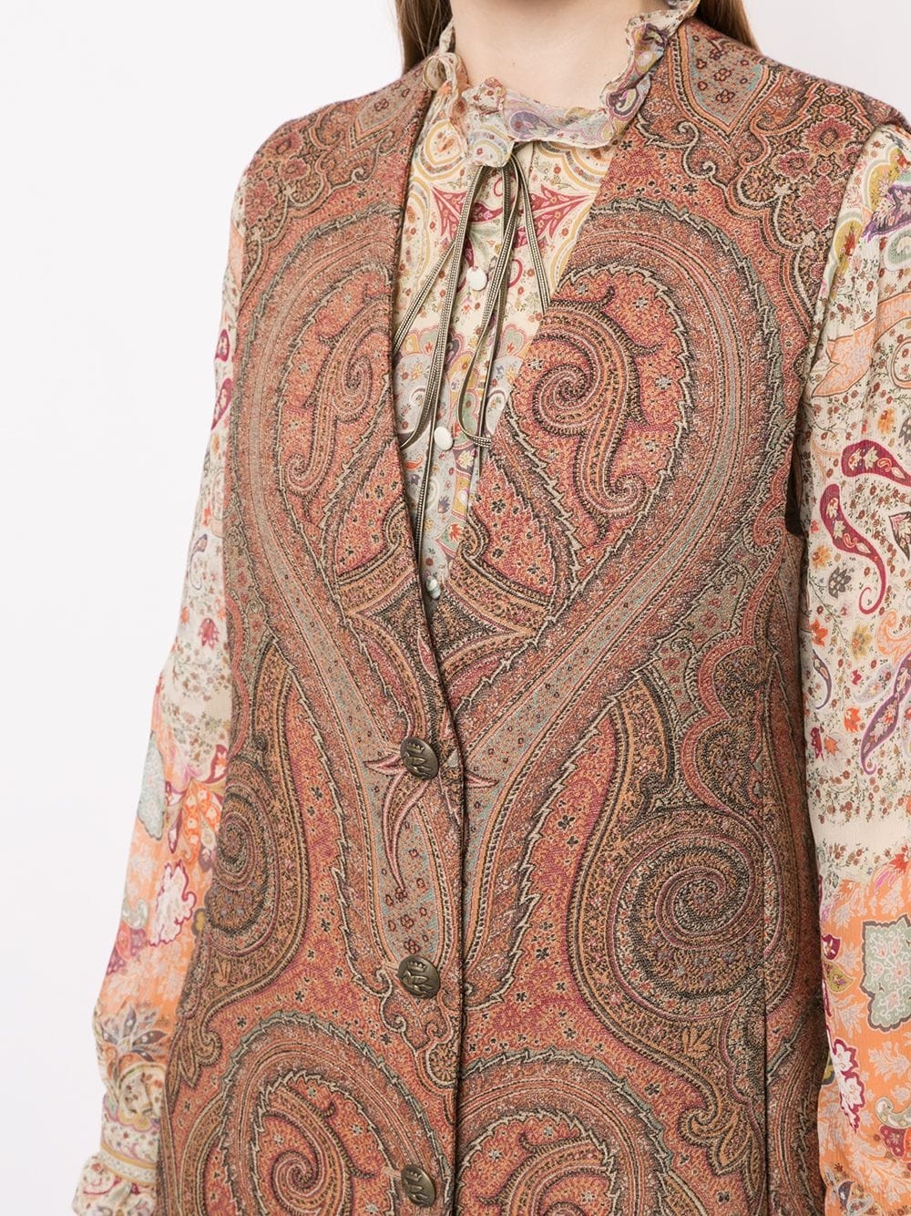 paisley-print tailored gilet - 5