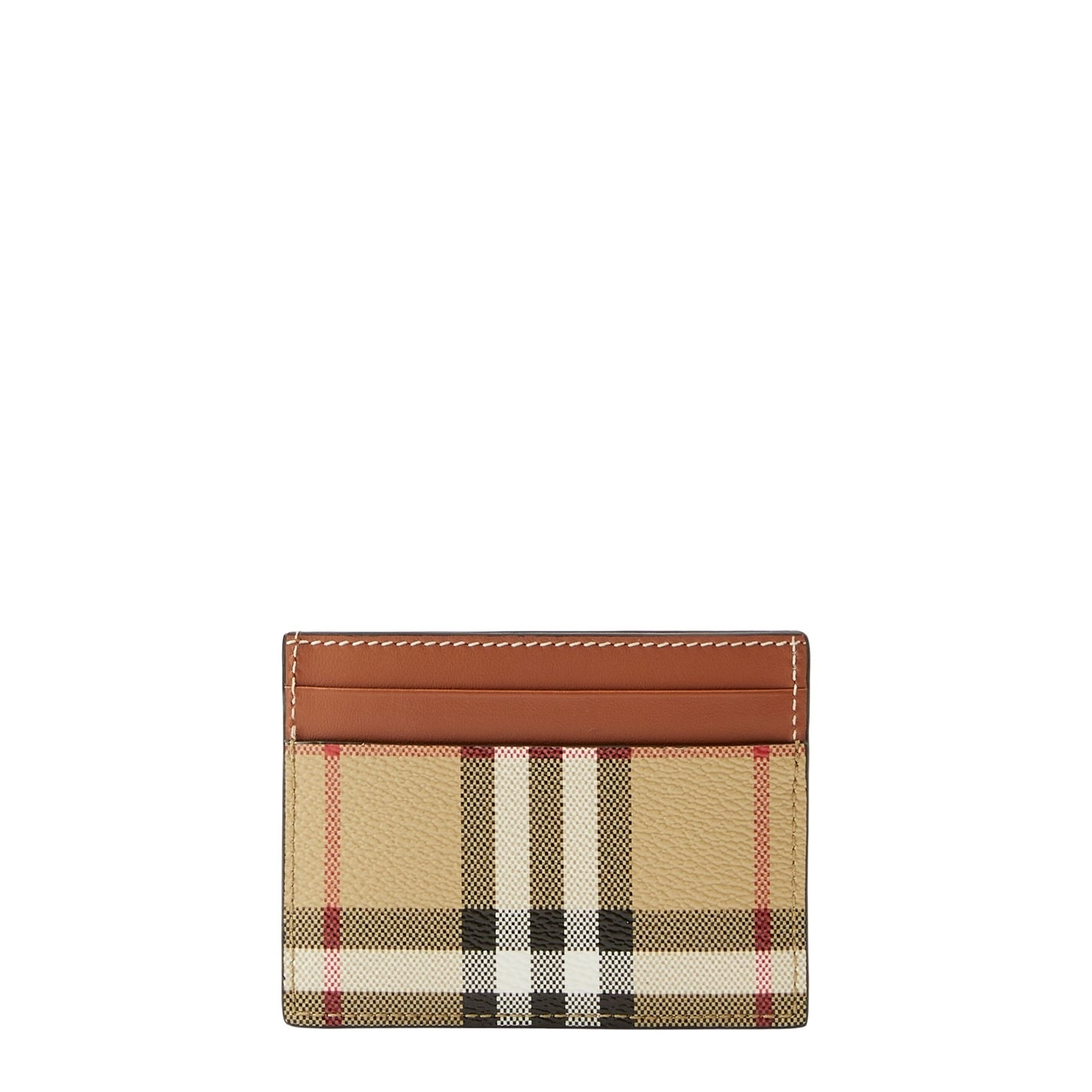 SANDON CHECK AND LEATHER CARD CASE - 1