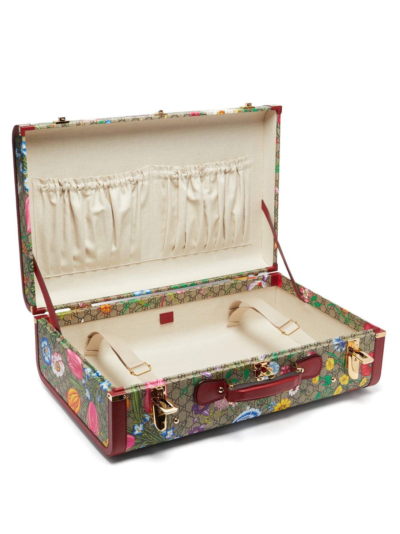 GG Flora coated canvas and leather suitcase - 4