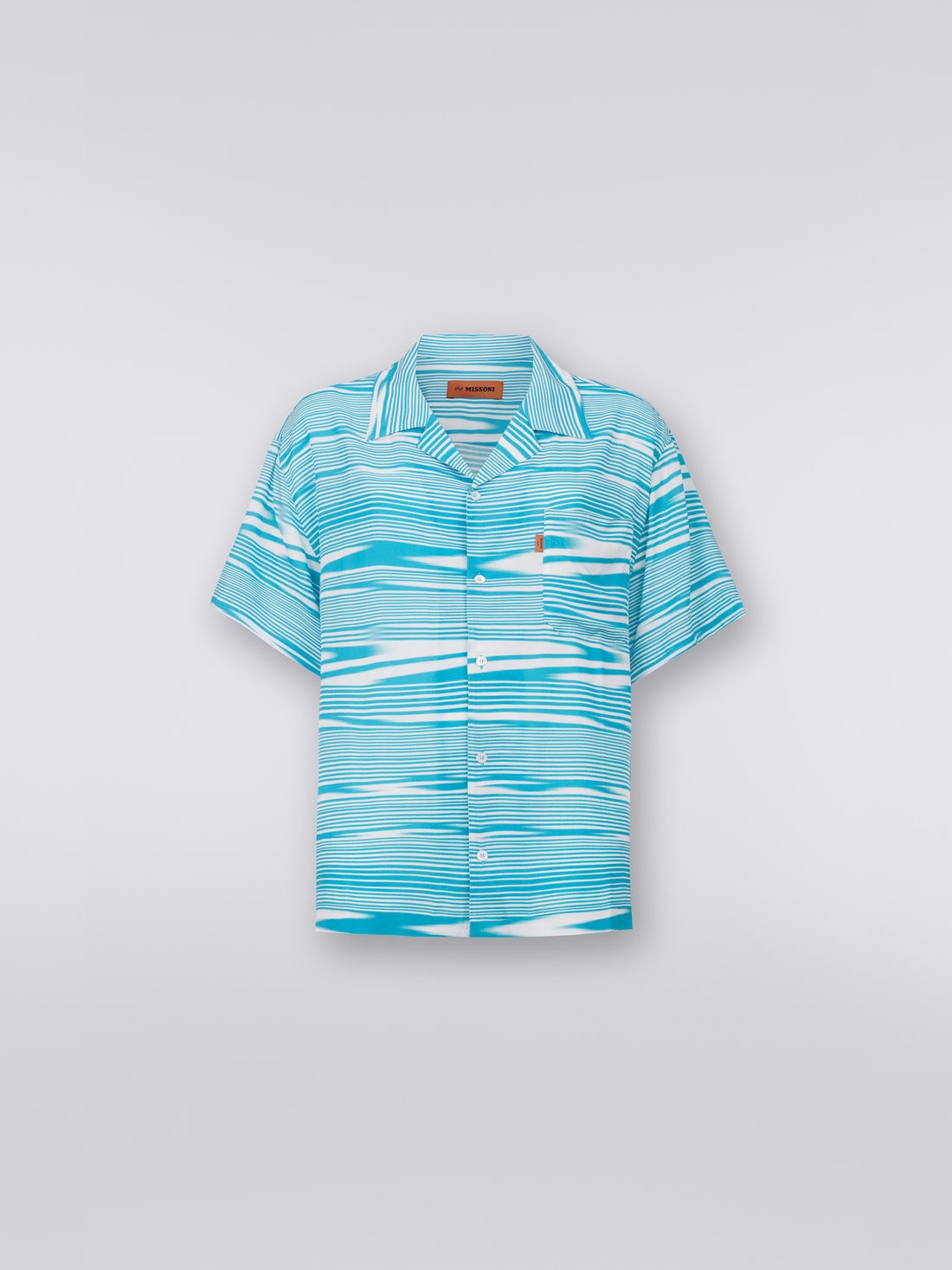 Short-sleeved viscose bowling shirt - 1