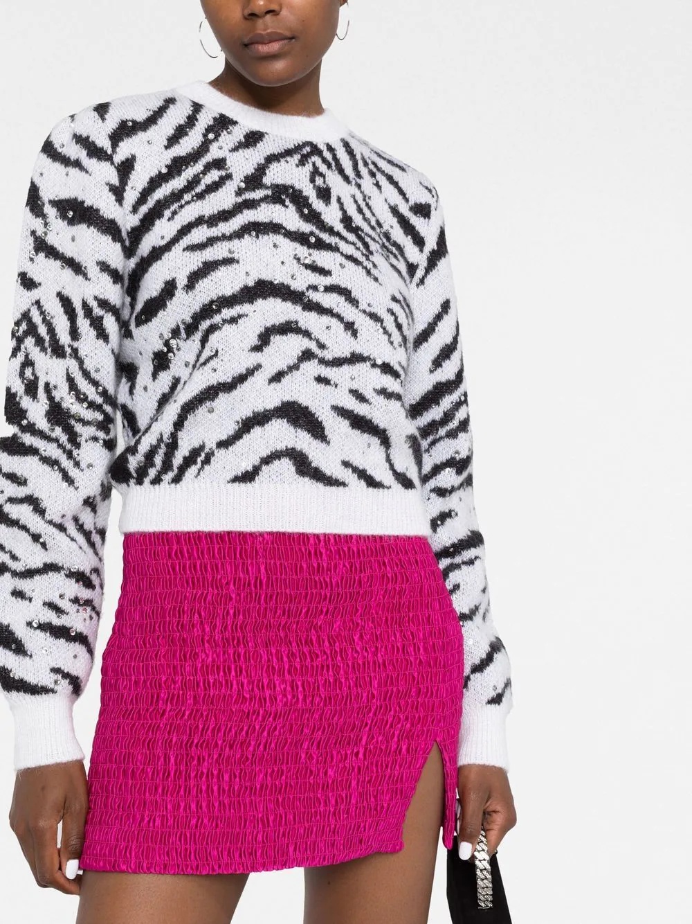 zebra intarsia knitted sweater - 5