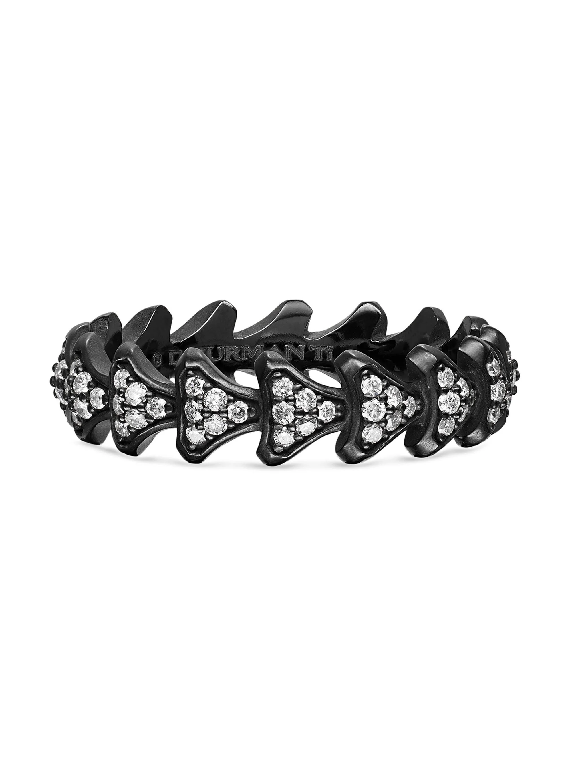 Men's Armory Band Ring in Black Titanium - Diamond - 1