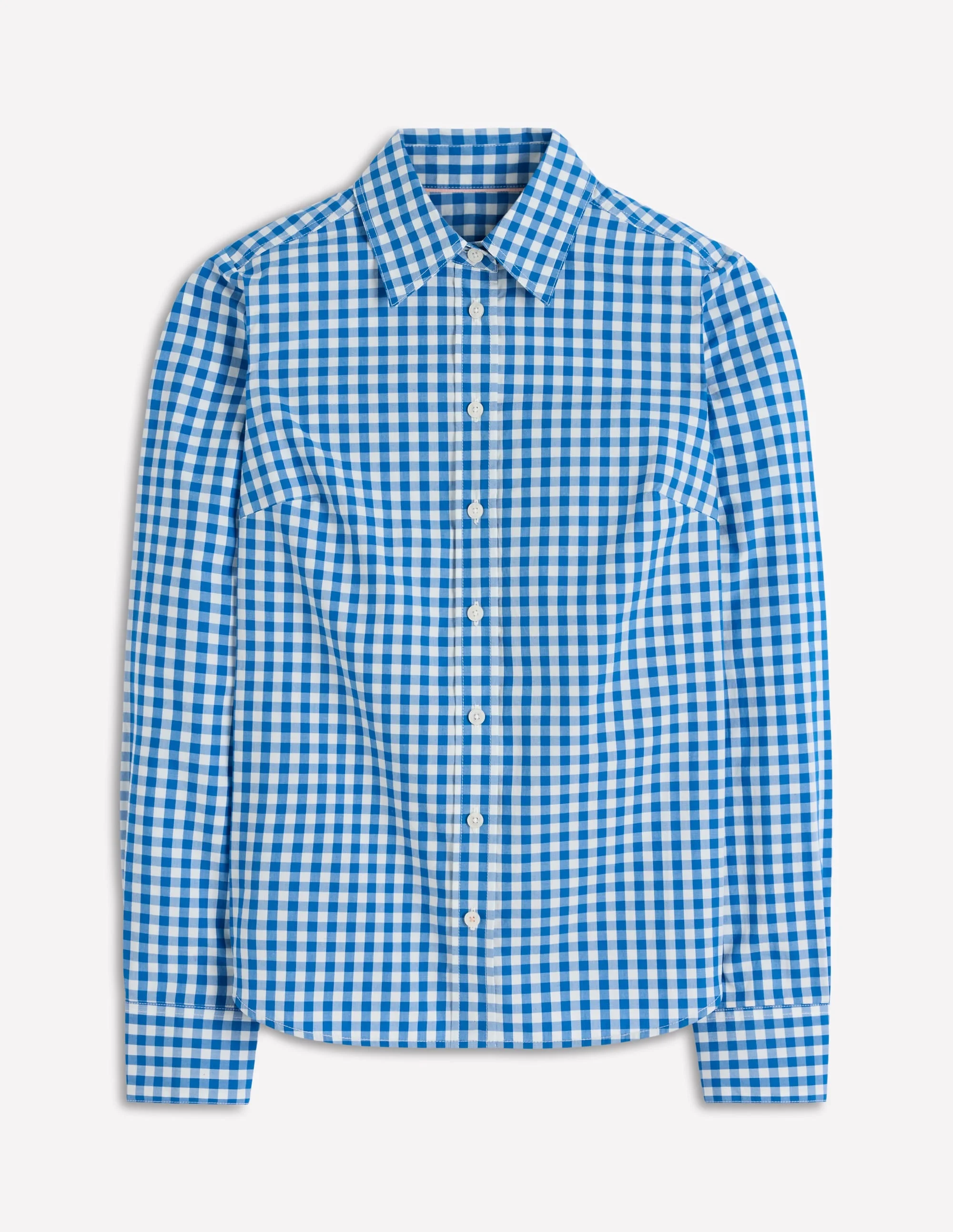 Sienna Cotton Shirt-Kingfisher Blue Gingham - 1