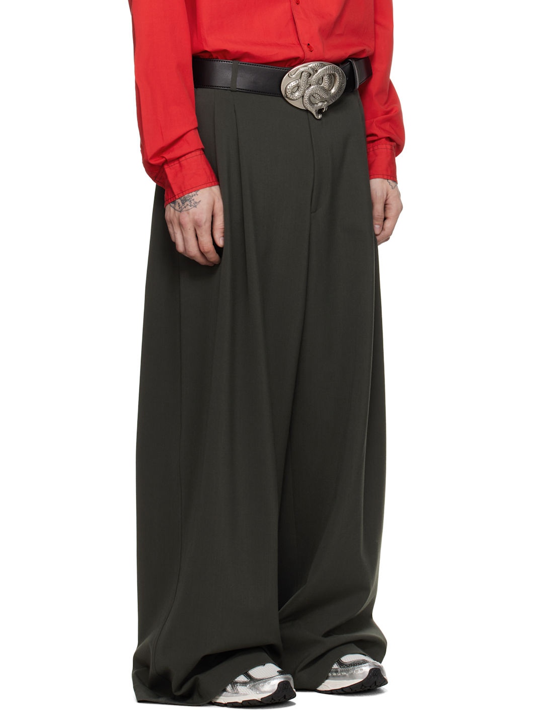 Khaki Jumbo Wide Leg Trousers - 2