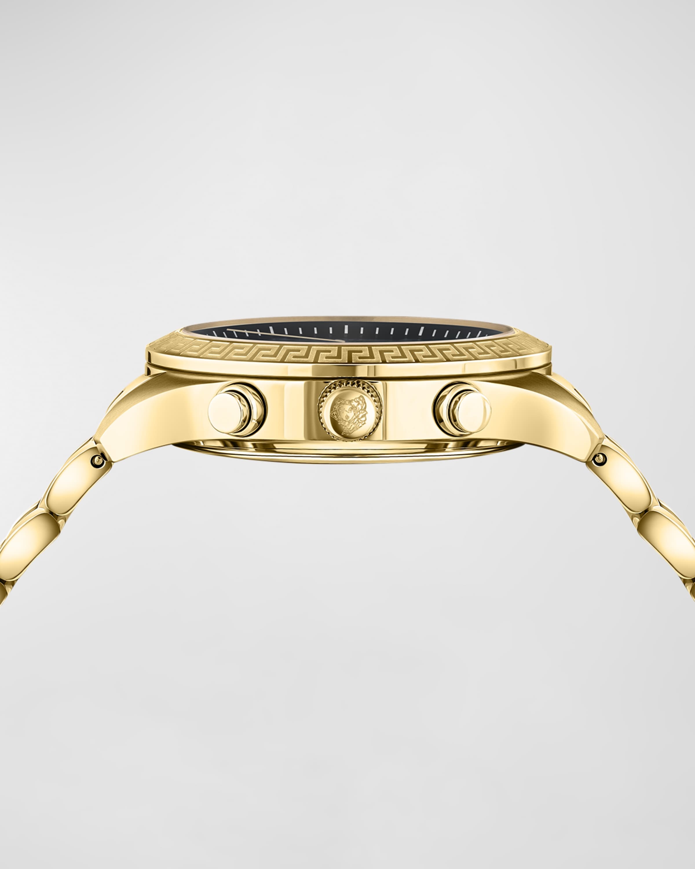 40mm Greca Chrono Watch with Bracelet Strap, Yellow Gold/Black - 3