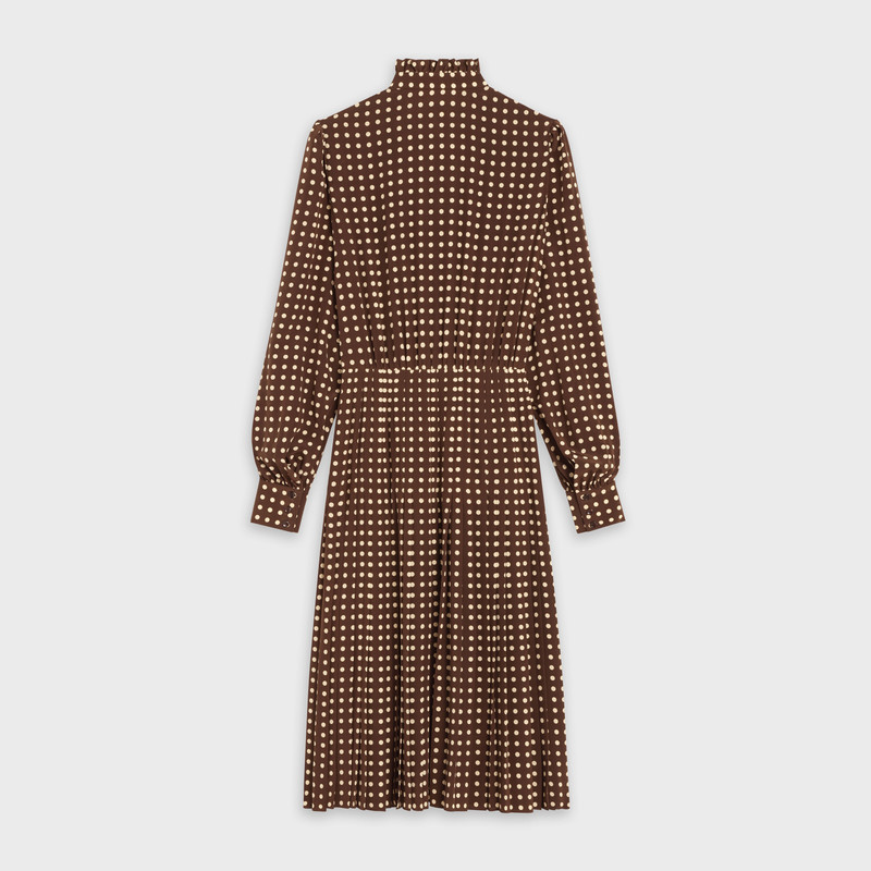 CELINE PLEATED DRESS WITH FRILLS IN CRÊPE DE CHINE outlook