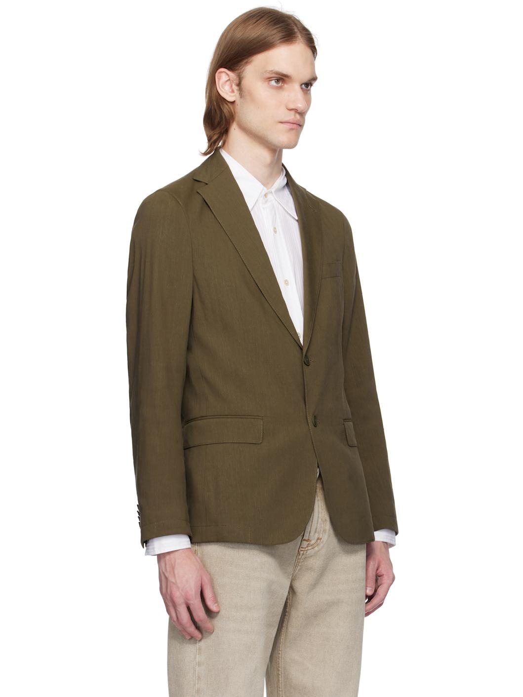 Khaki Slim-Fit Suit Blazer - 2
