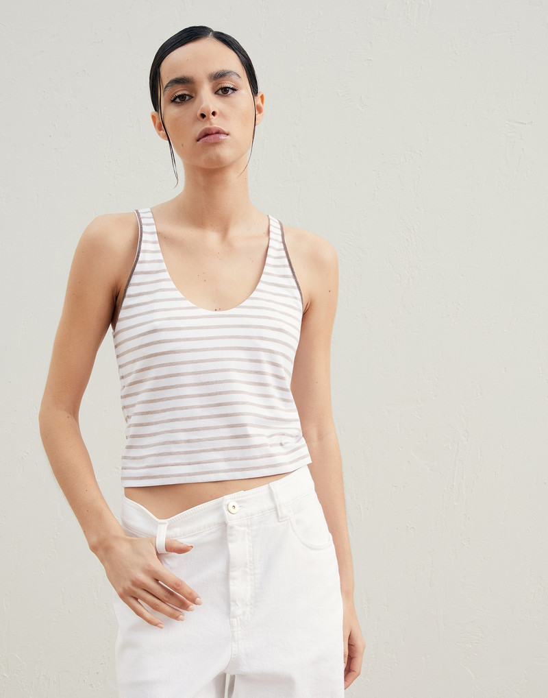 Cotton striped jersey 상단 와 빛나는 trims 1