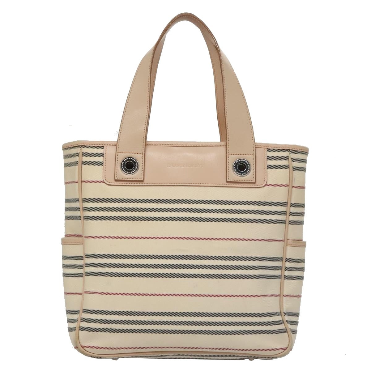 Burberry Shoulder Bag Canvas Leather Beige Cream Silver - 13