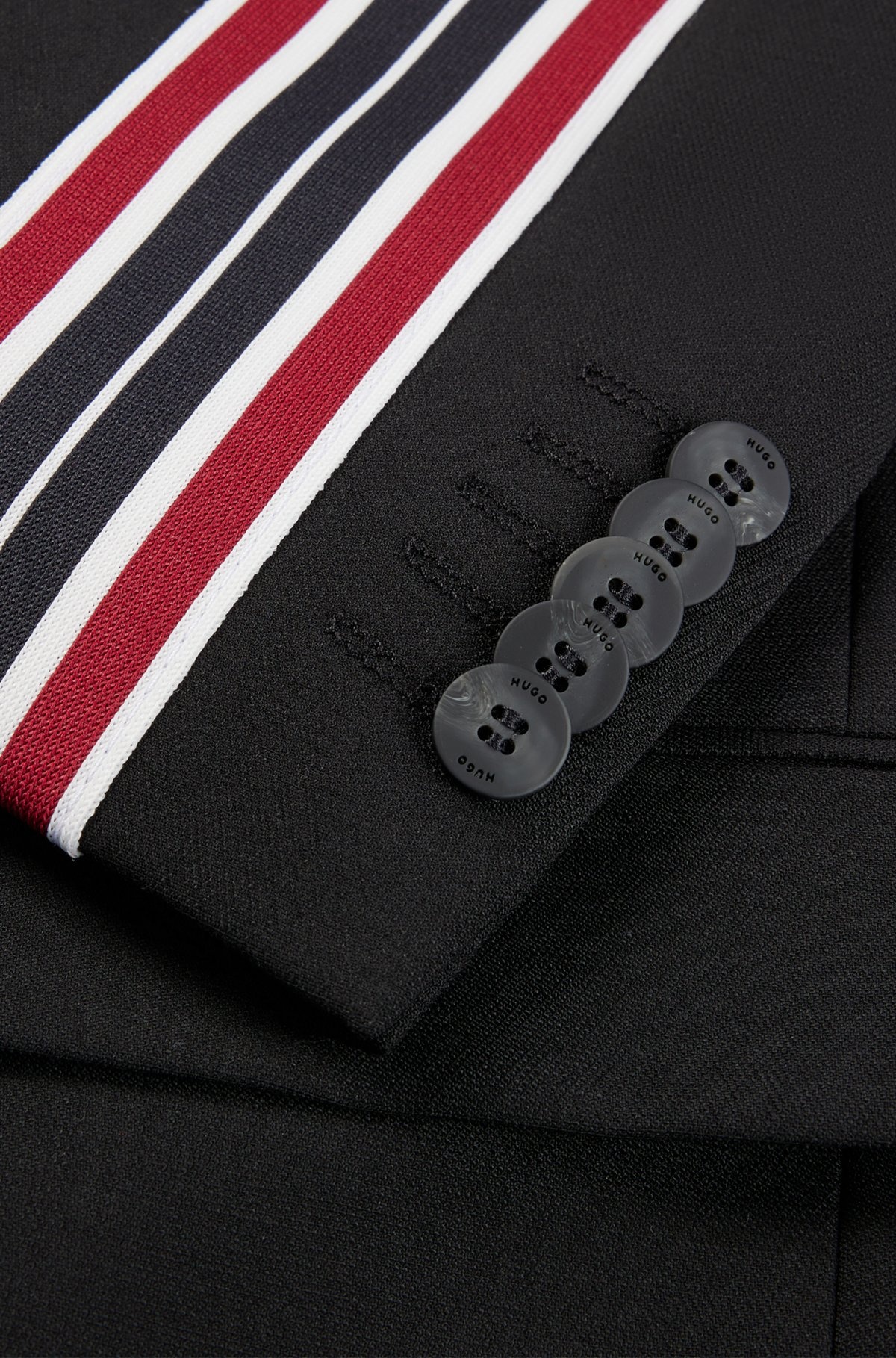WOOL-BLEND SUIT WITH STRIPED-TAPE TRIMS - 10