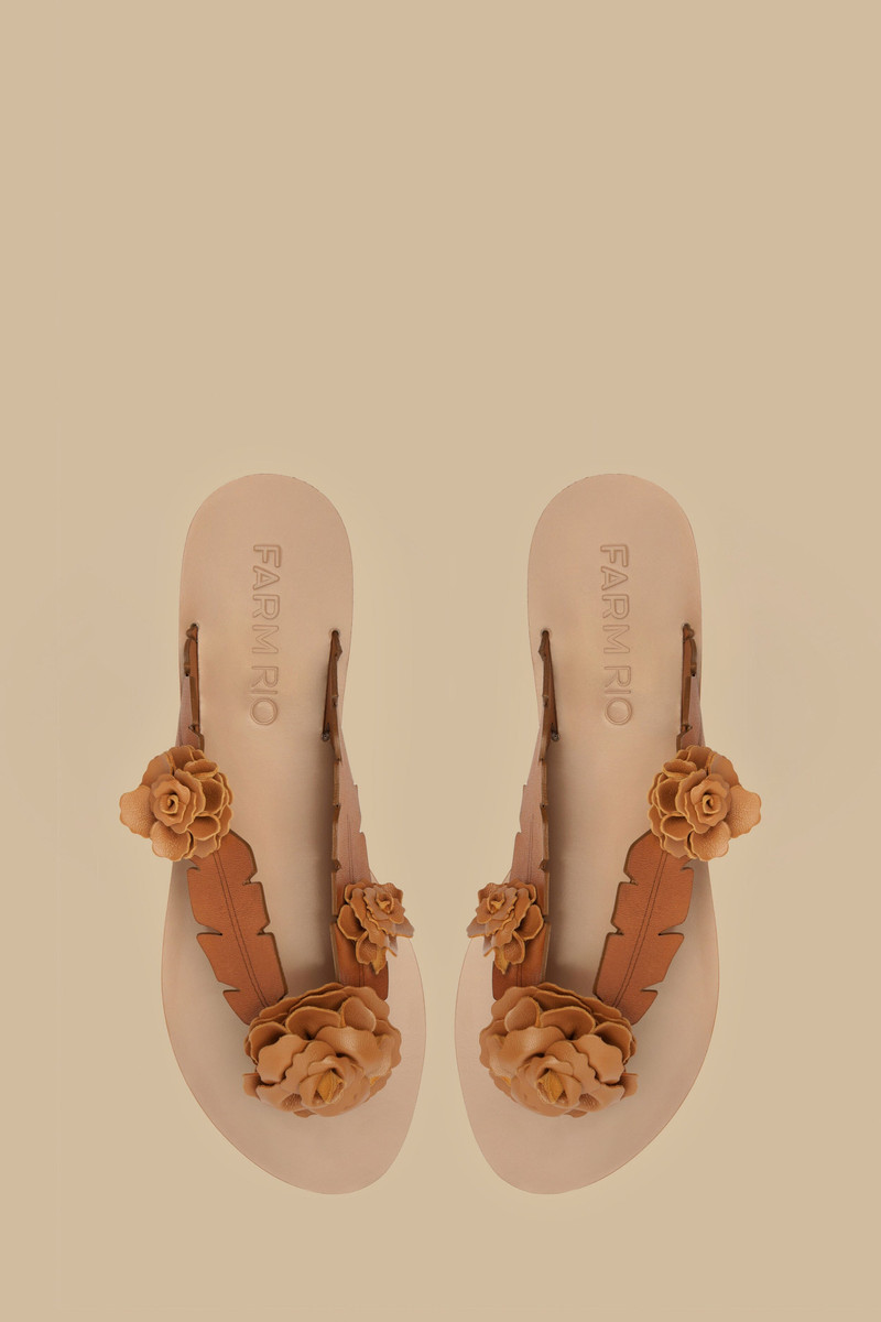 Tan Blooming Flat Sandal 3
