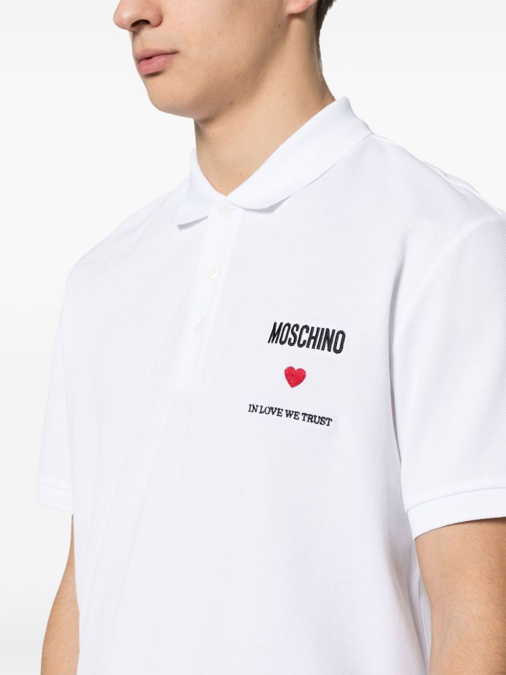 embroidered-quote polo shirt - 5