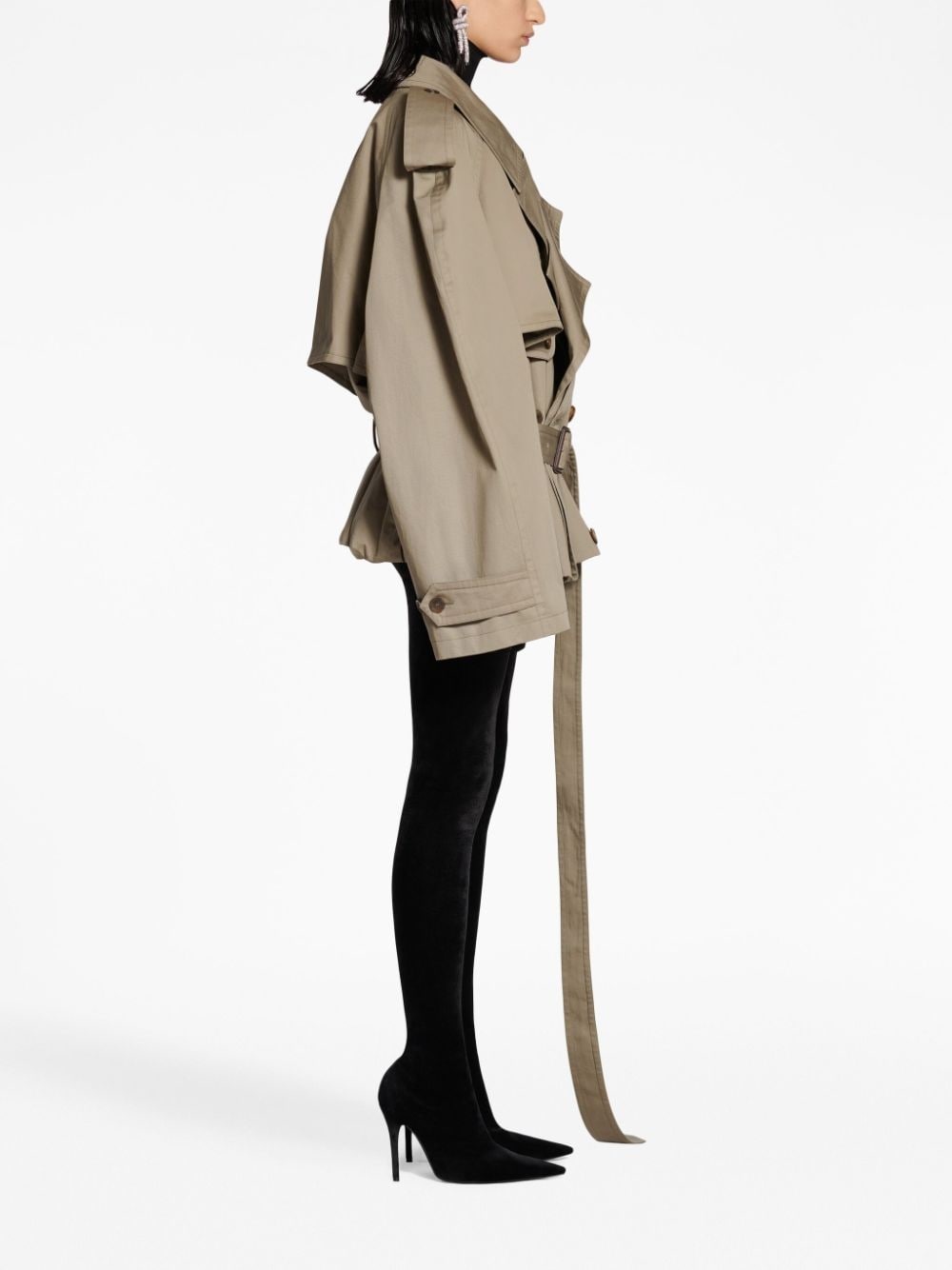 belted-waist cotton trench coat - 3