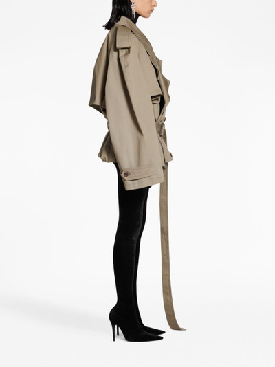 BALENCIAGA belted-waist cotton trench coat outlook