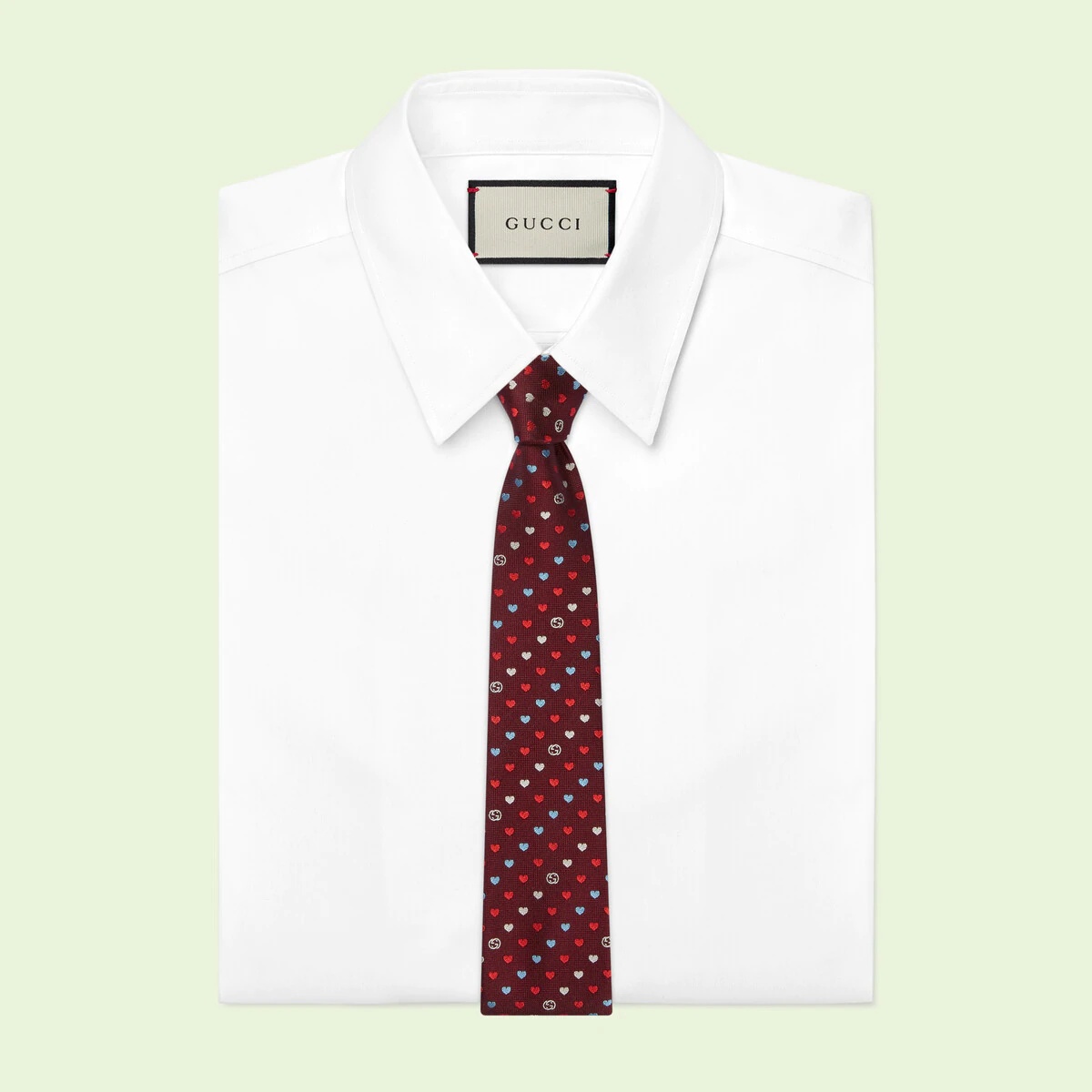 Interlocking G and hearts silk jacquard tie - 2