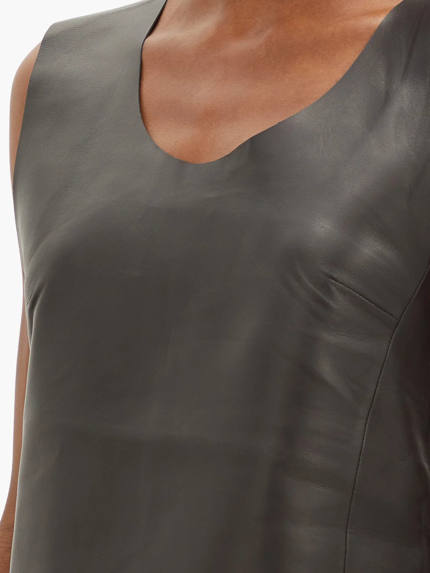 Bergara scoop-neck leather top - 3