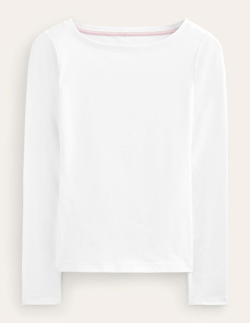 Essential Boat-Neck Jersey Top-White 1