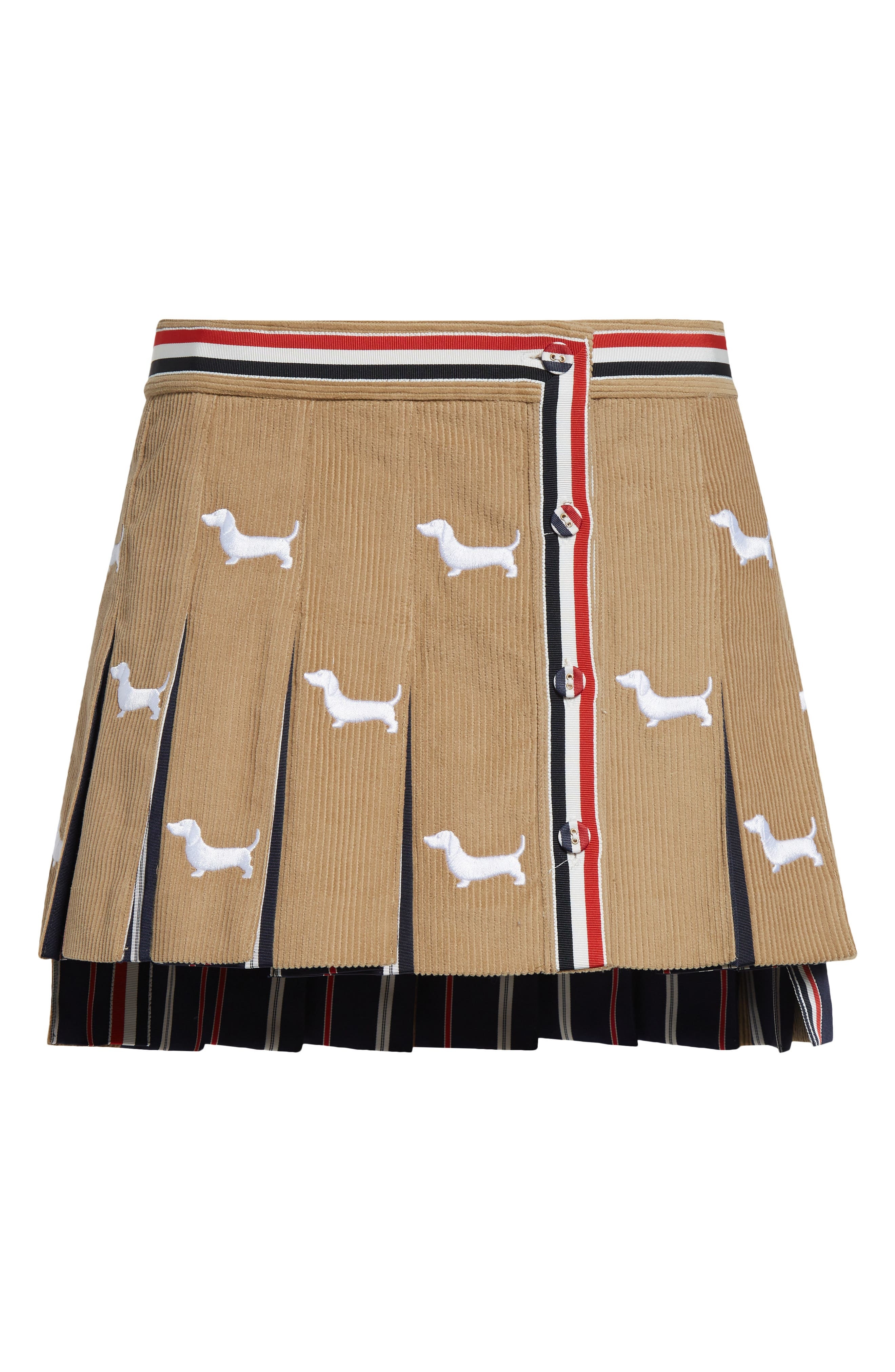 Thom Browne Hector Pleated Corduroy Miniskirt in Khaki at Nordstrom - 6