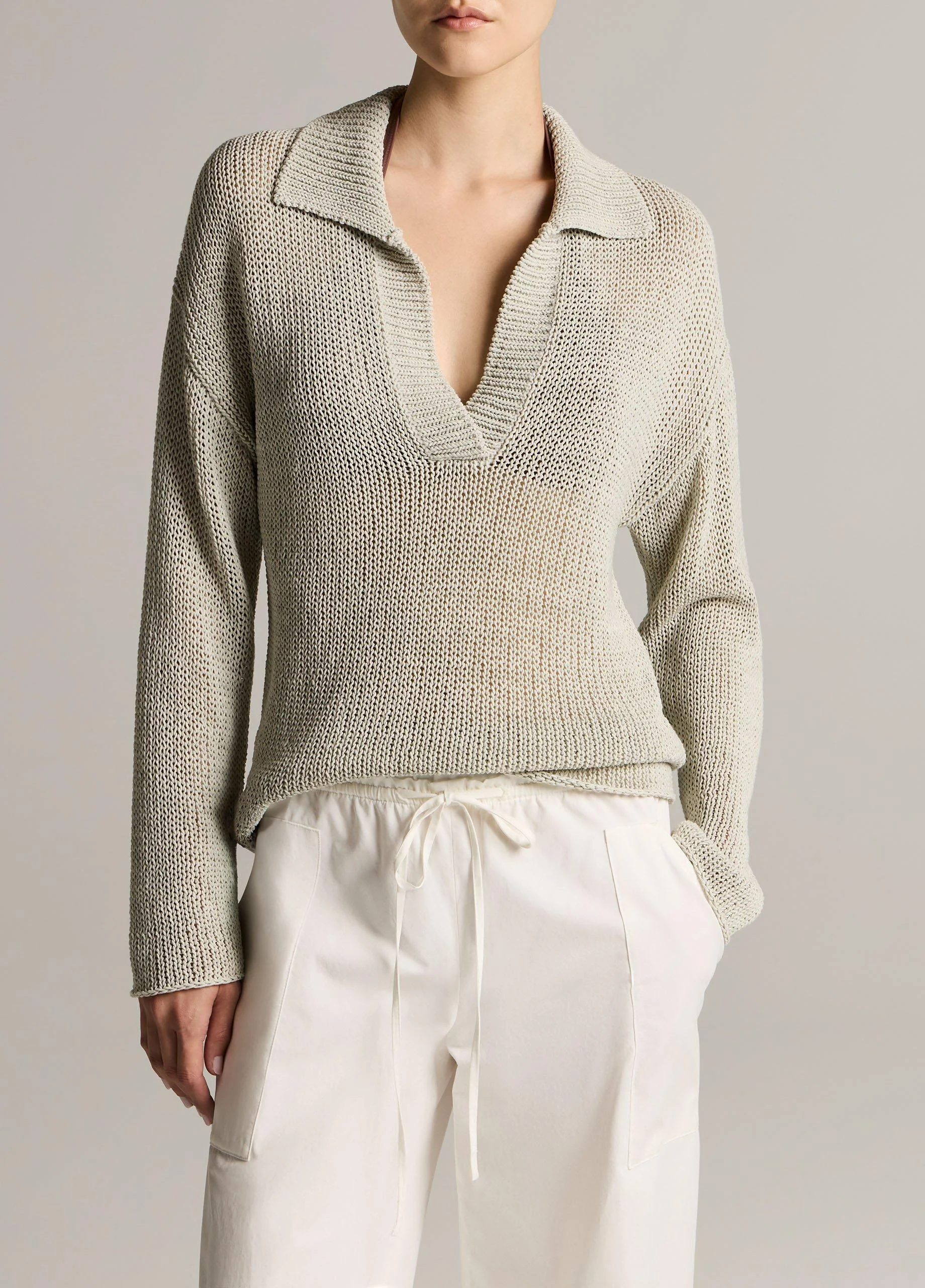 Italian Coated Cotton-Blend Polo Sweater - 1
