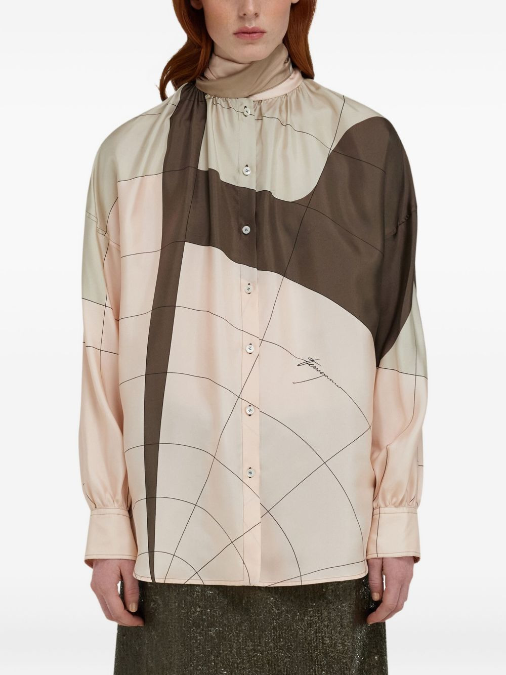 sash-detailed silk shirt - 3