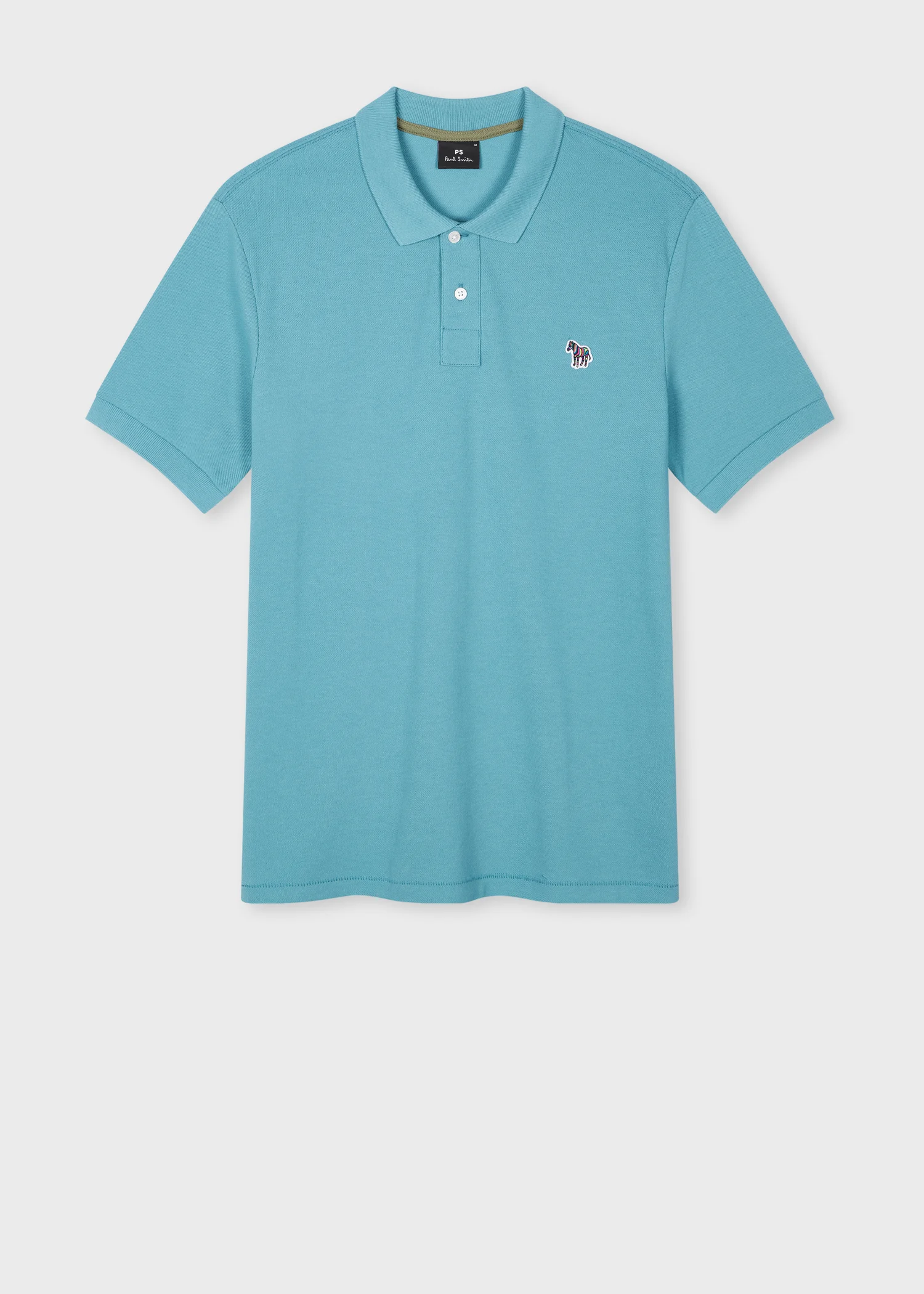 Light Teal Organic Cotton Zebra Polo Shirt - 1