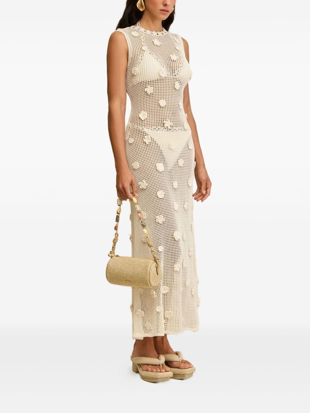 Vermeer flower-embellished crochet dress - 4