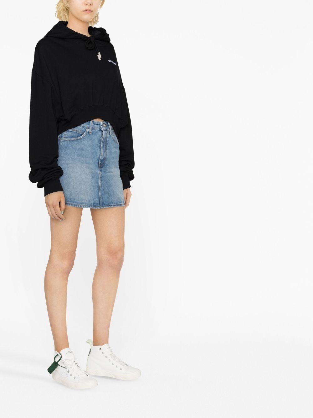 high-waisted mini denim skirt - 3
