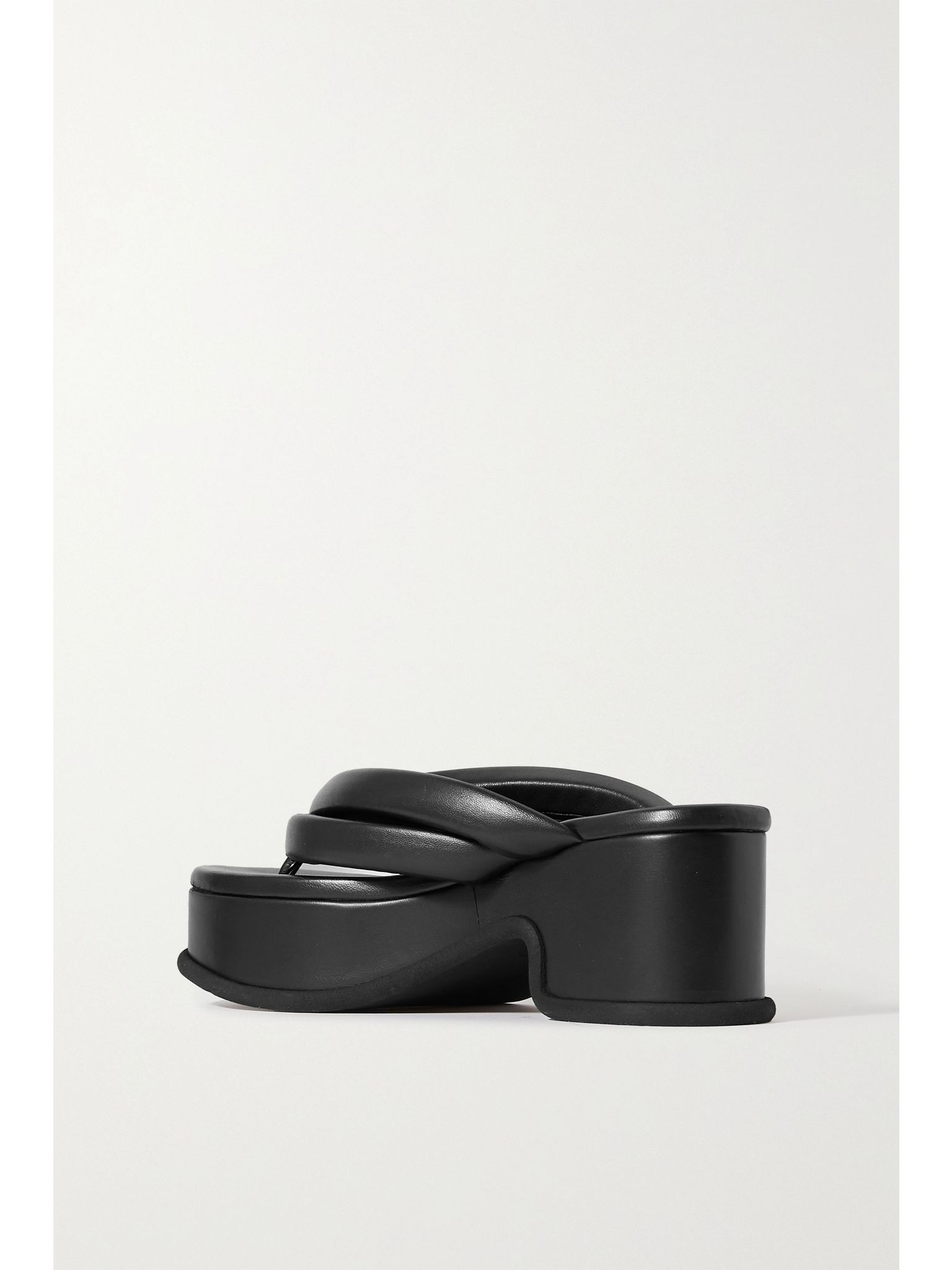 Leather platform sandals Black - 3
