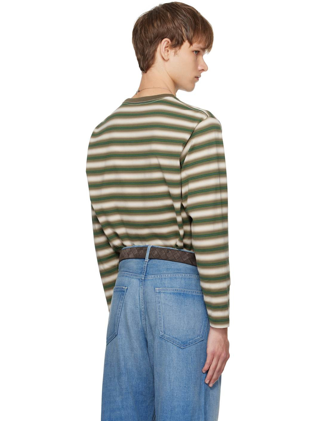 Brown & Green Gradient Stripe Jersey L/S T-shirt - 3