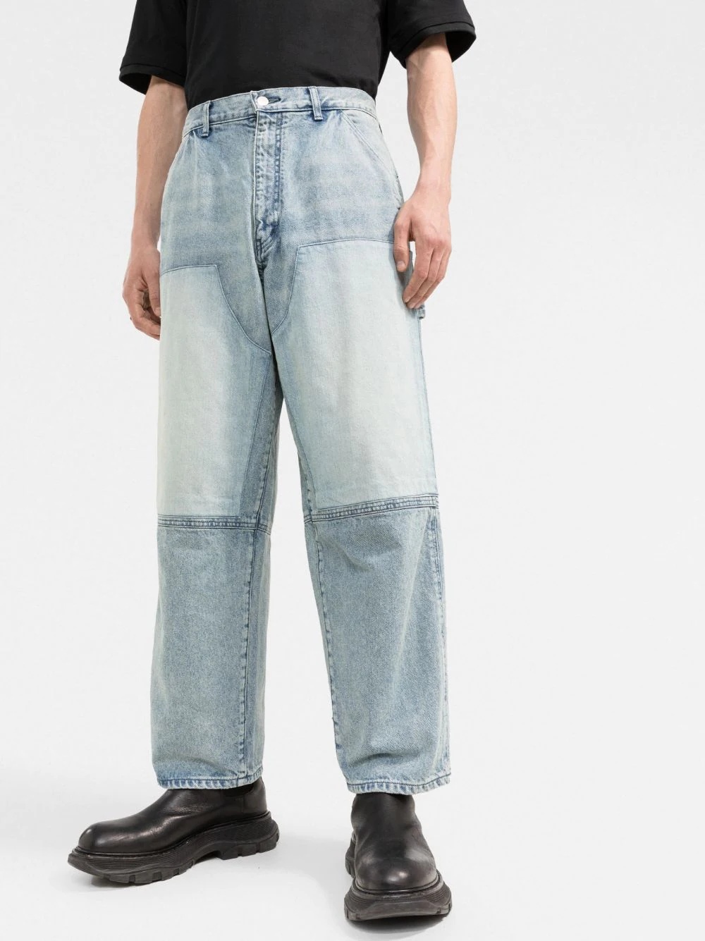 panelled wide-leg jeans - 3