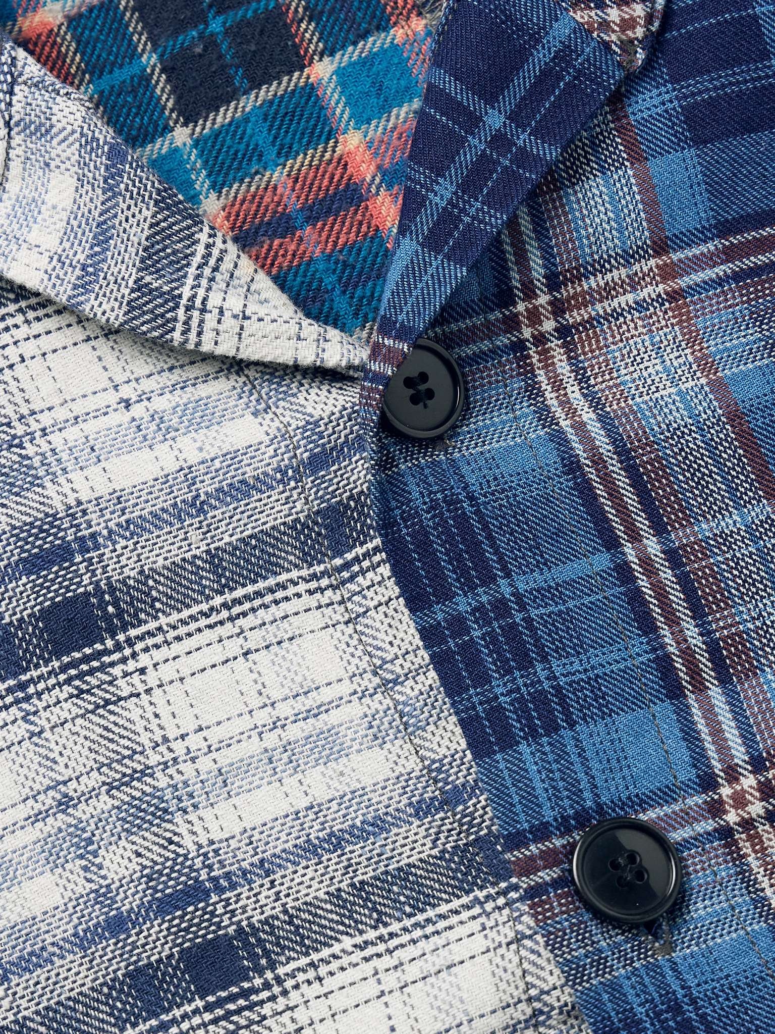 Denim-Trimmed Patchwork Checked Cotton and Flannel Shirt - 4