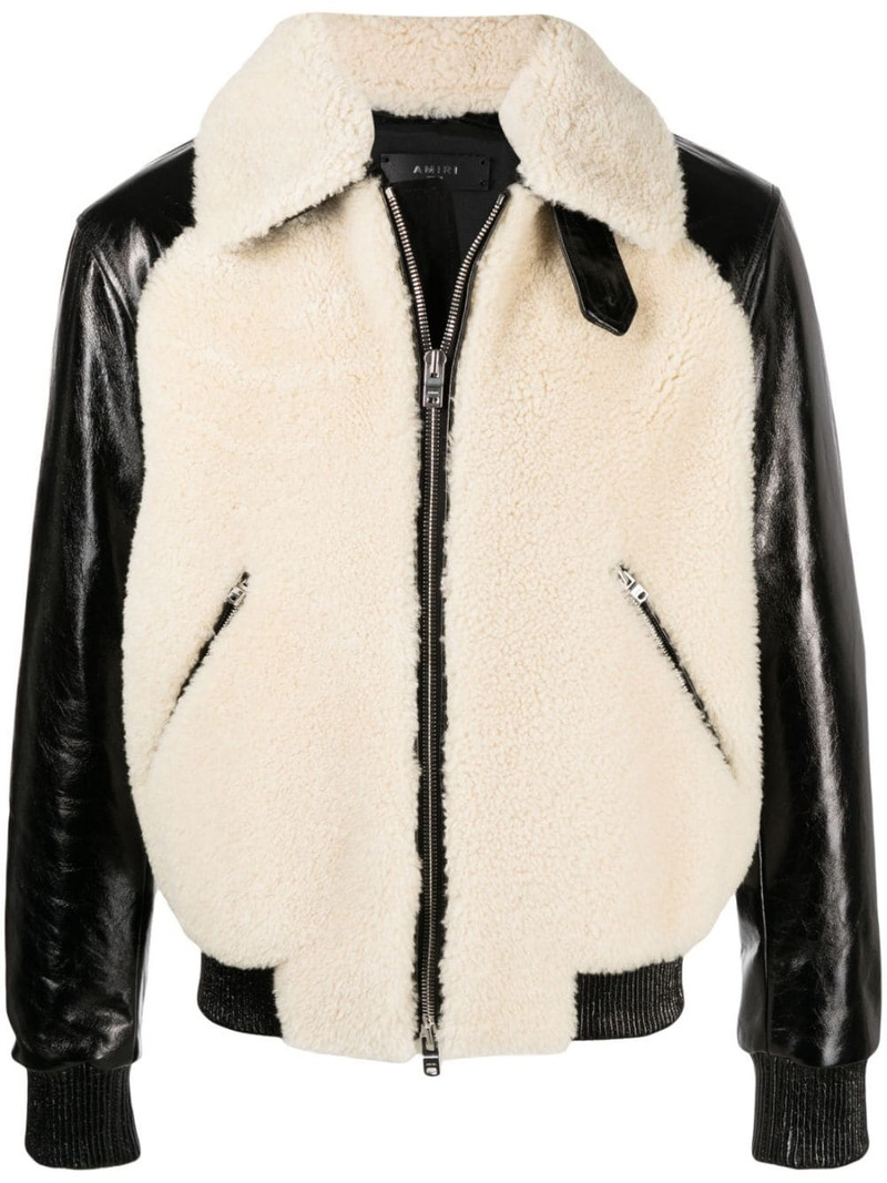 shearling-panel leather jacket 1