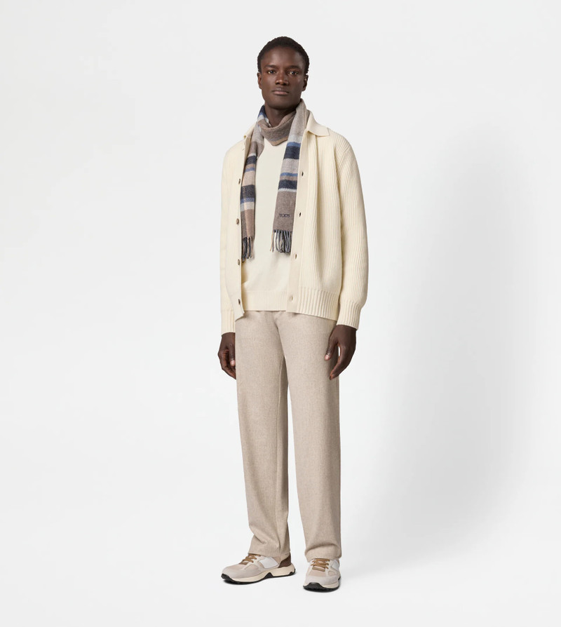 Tod's PANTS IN FLANNEL WITH DRAWSTRING - OFF WHITE outlook