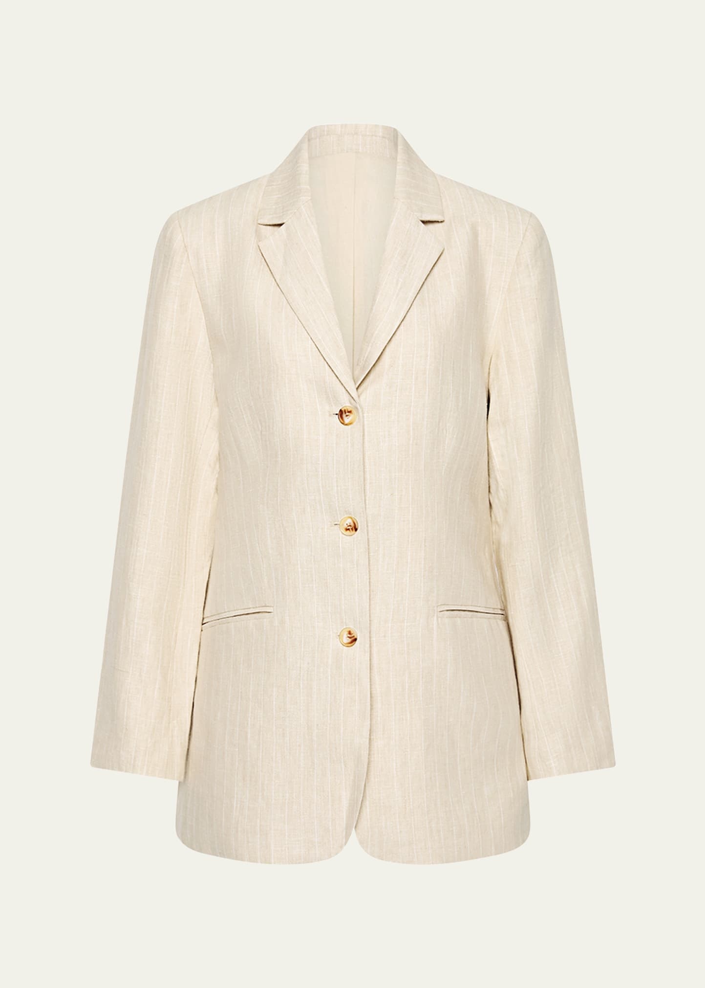 Leon Single-Breasted Pinstripe Linen Blazer - 1