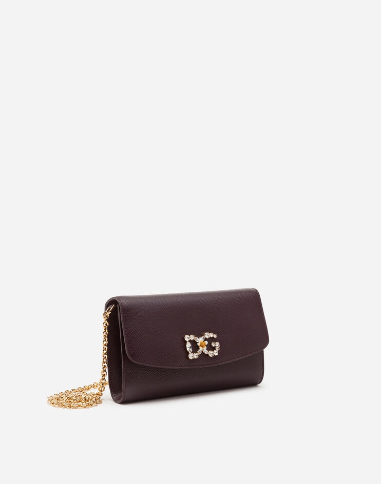 Dauphine calfskin mini bag with rhinestone-detailed DG logo - 2