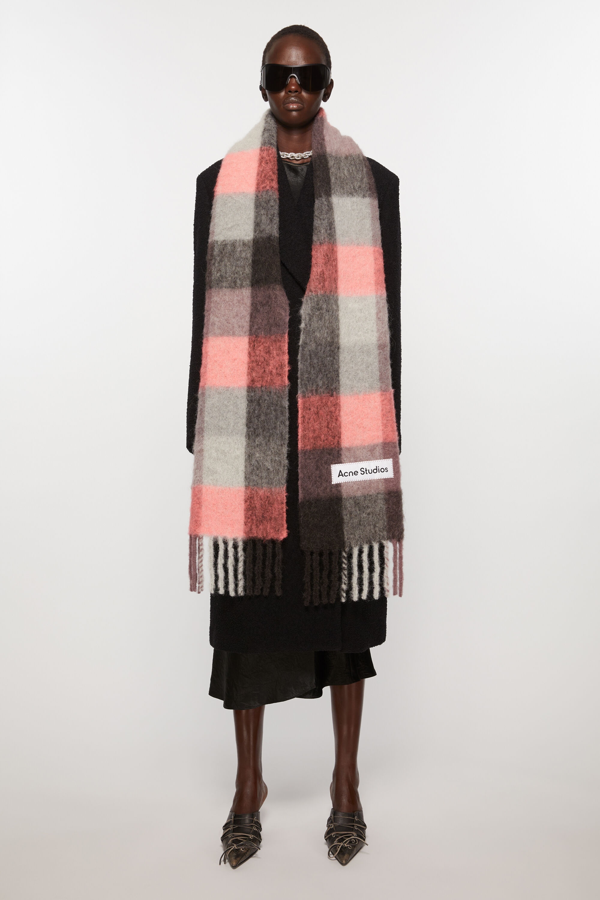 Acne Studios Mohair checked scarf - Mauve/bright pink