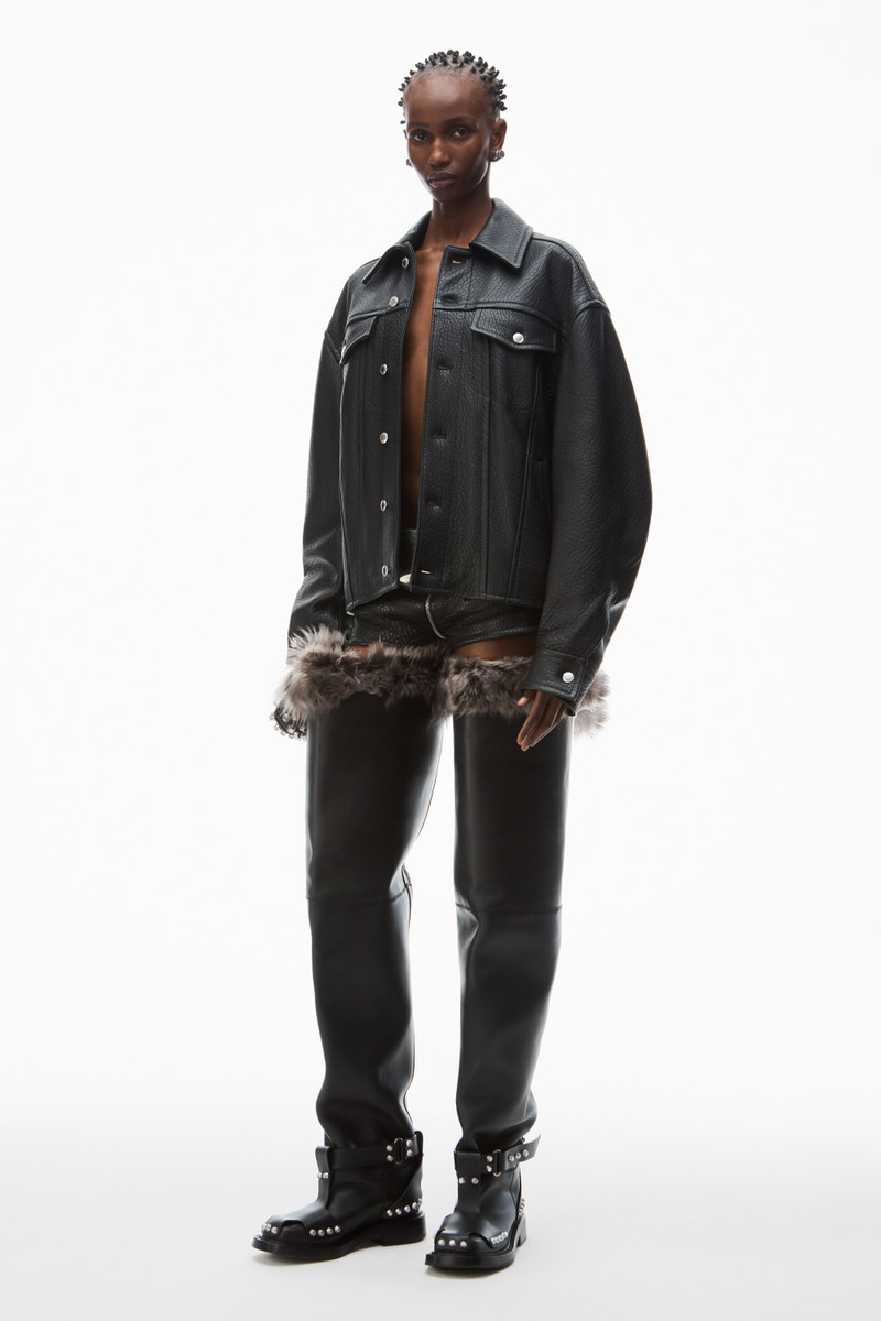 Alexander Wang lambskin leather trucker jacket outlook