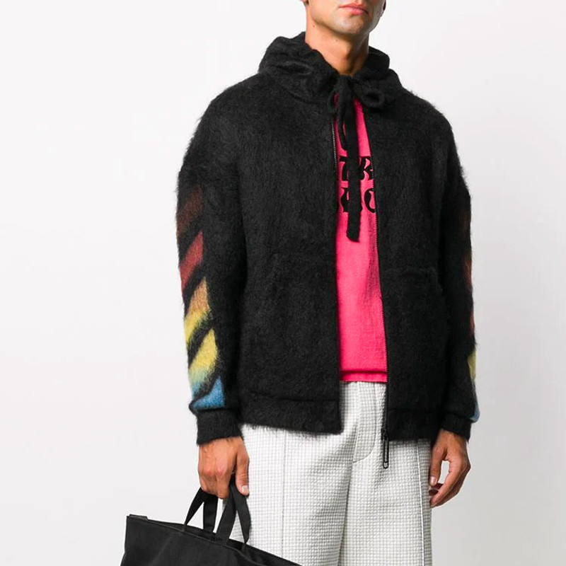 Off-White Men's Off-White Pattern Hooded Jacket Black OMHA073F20KNI0011087 outlook