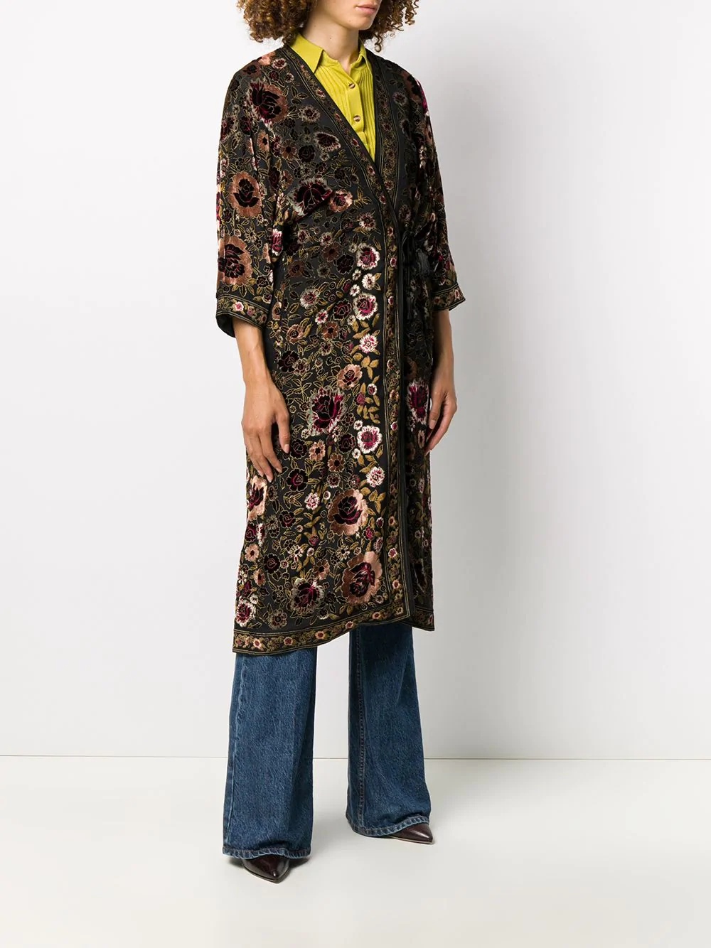 tasseled floral print coat - 3