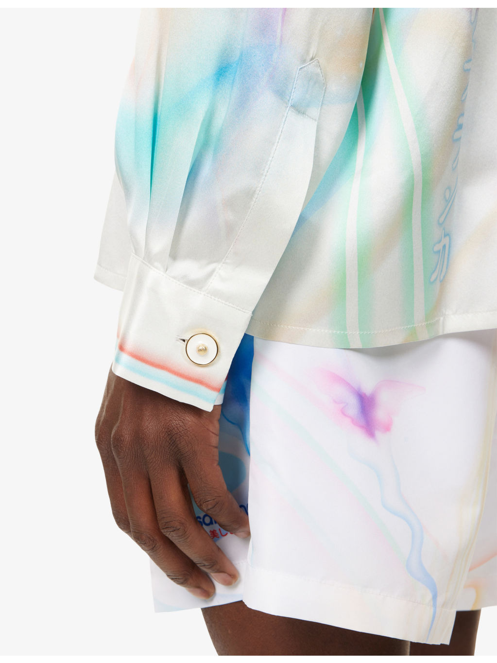 Cuban-Collar Graphic-Pattern Silk Shirt - 6