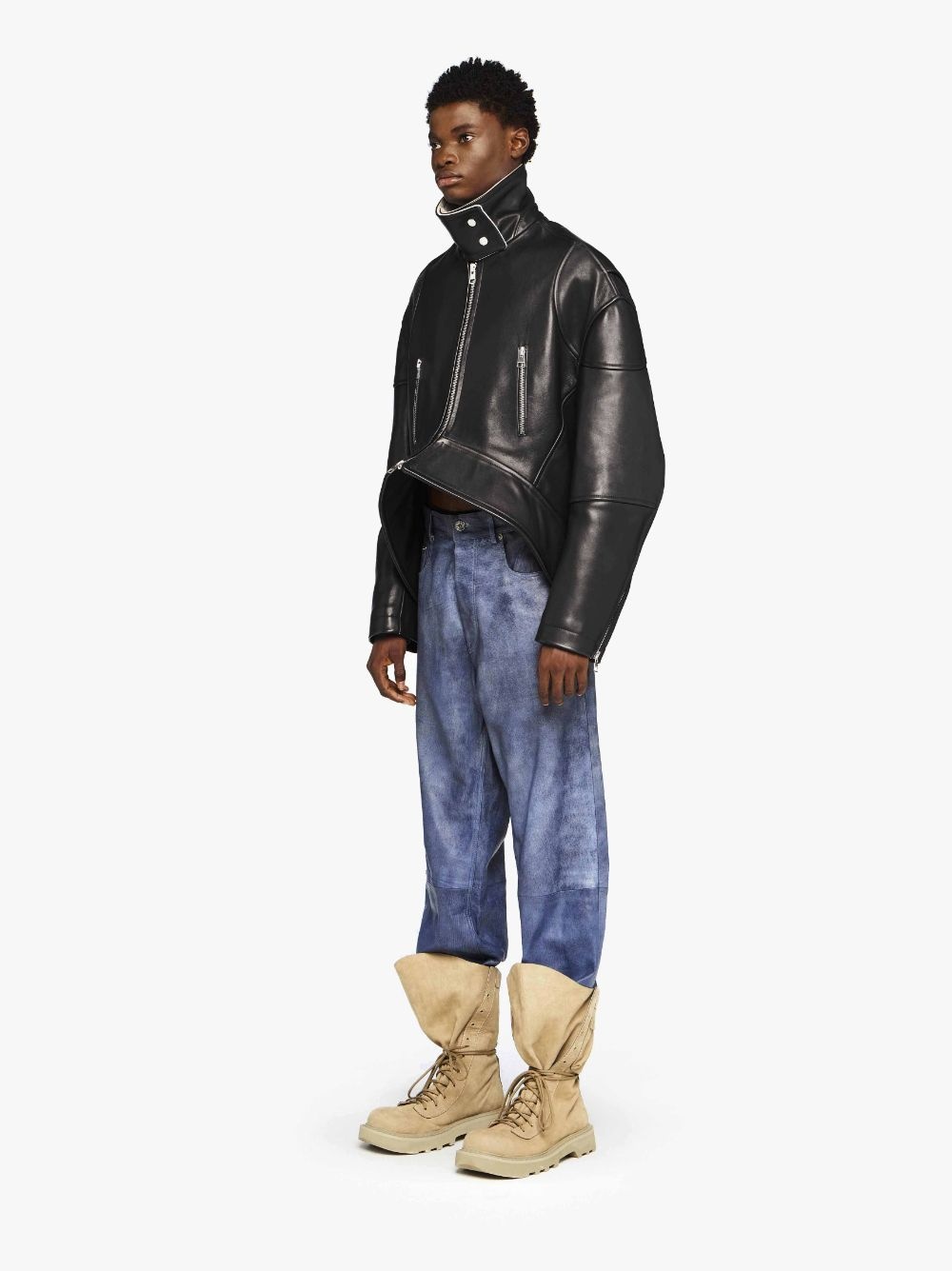 STRAIGHT LEG LEATHER TROUSERS - 4
