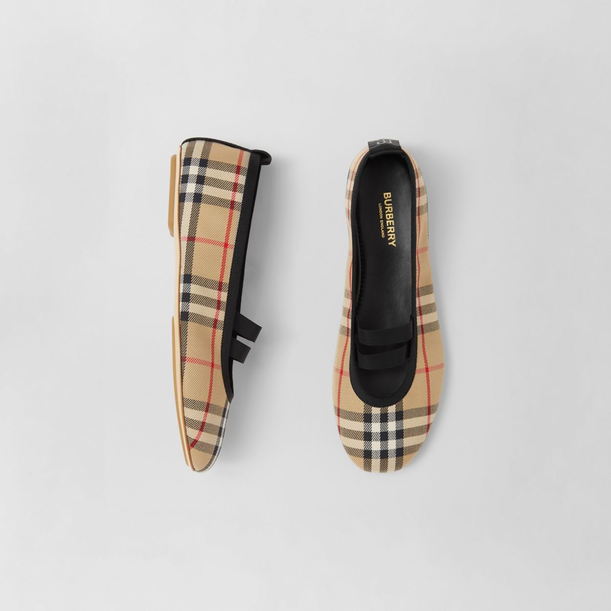 Logo Detail Vintage Check Cotton Ballerinas - 5