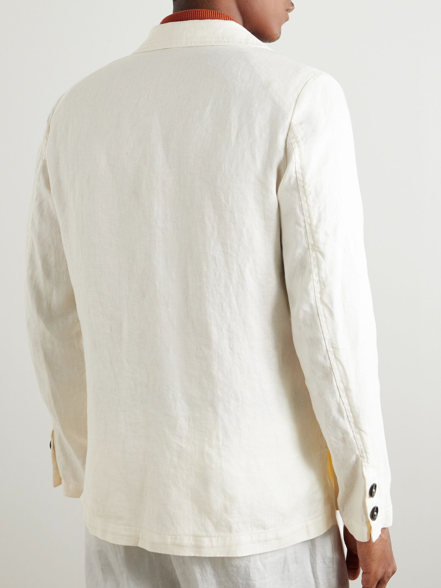 Baglietto Unstructured Herringbone Linen Blazer Off-white - 3