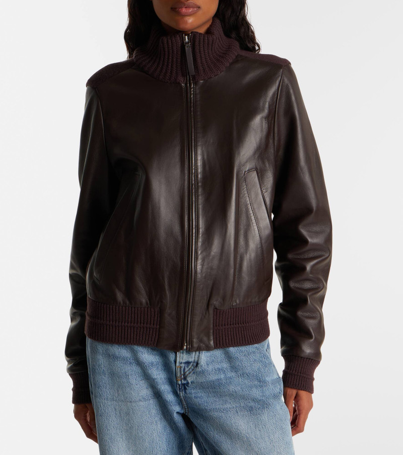 Elenora wool-trimmed leather jacket 6