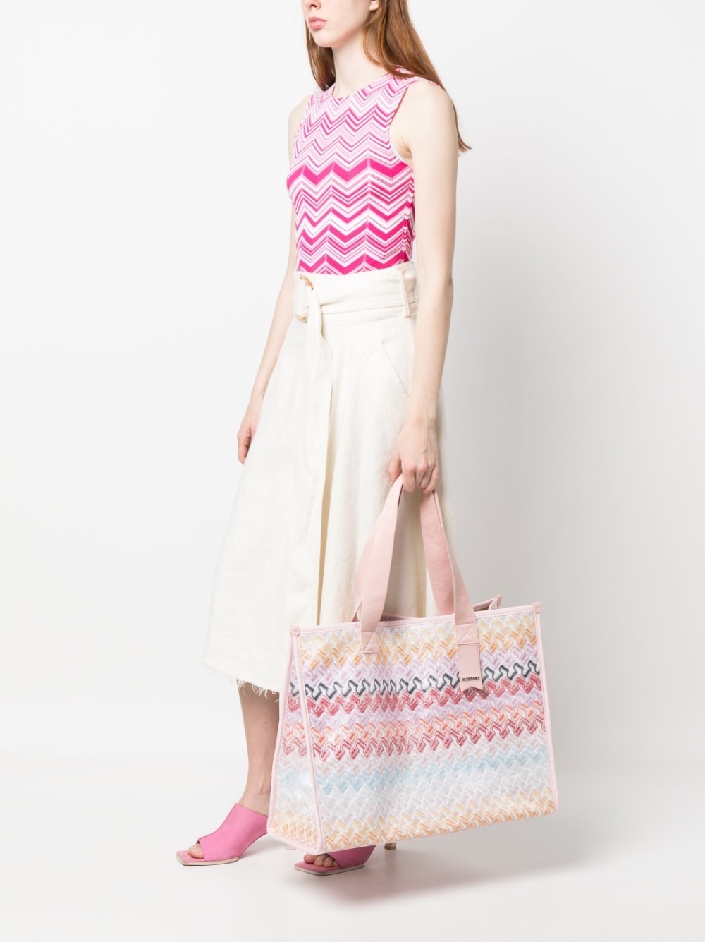 zigzag-weave tote bag - 2