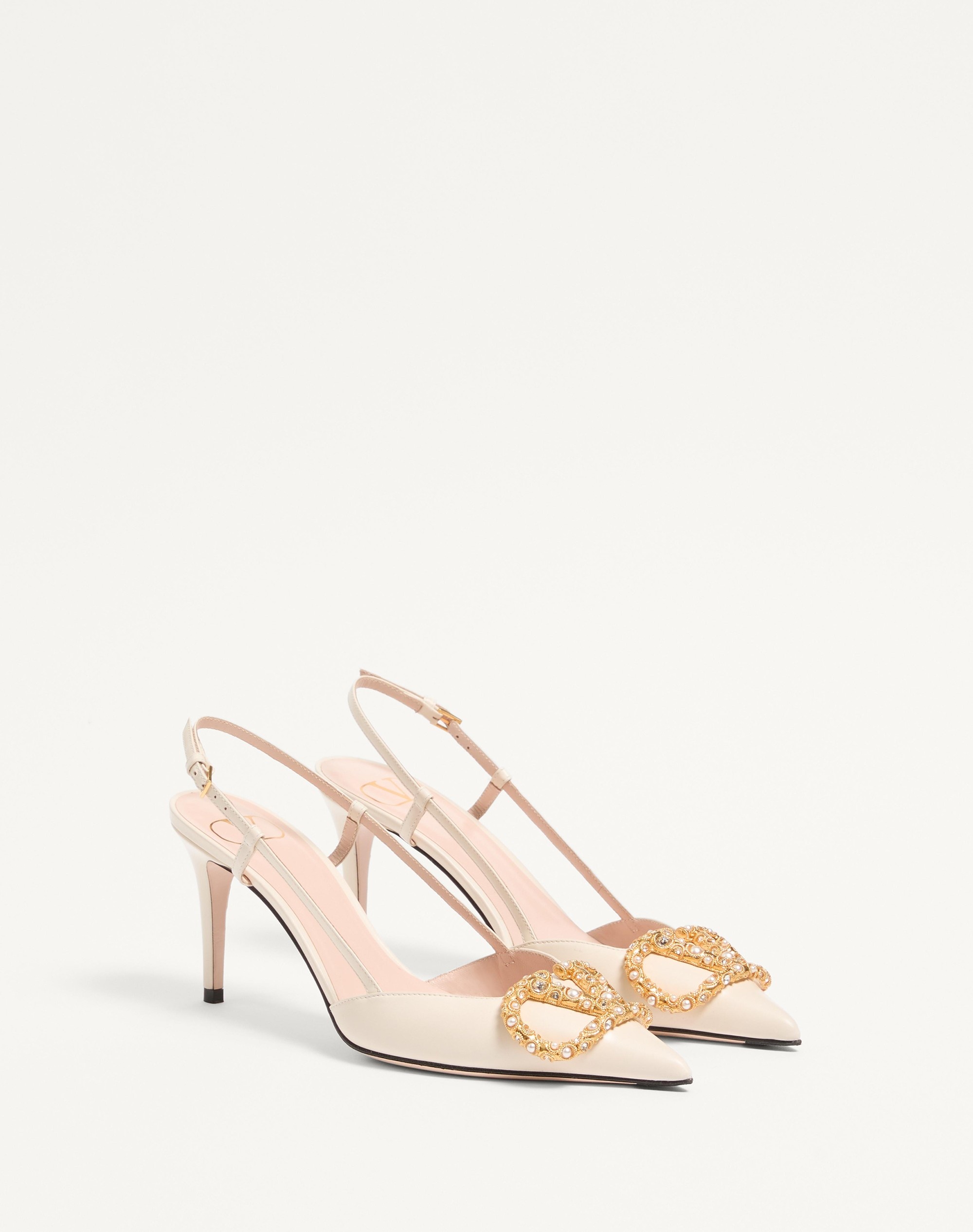 VLOGO SIGNATURE SLINGBACK CALFSKIN PUMP WITH JEWEL LOGO 80MM - 3