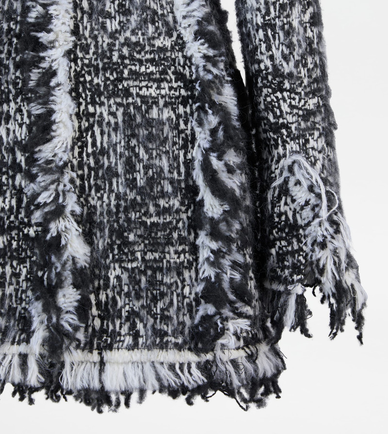 JACKET IN BOUCLÉ WOOL - WHITE, BLACK 3
